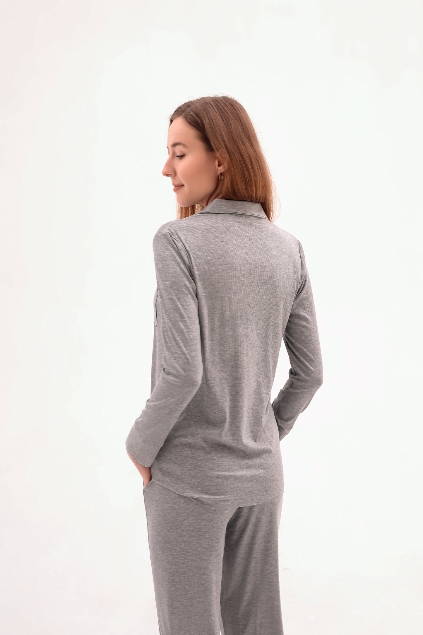 Goddess Metis Ribbed Modal Long Sleeve Pajama Gray